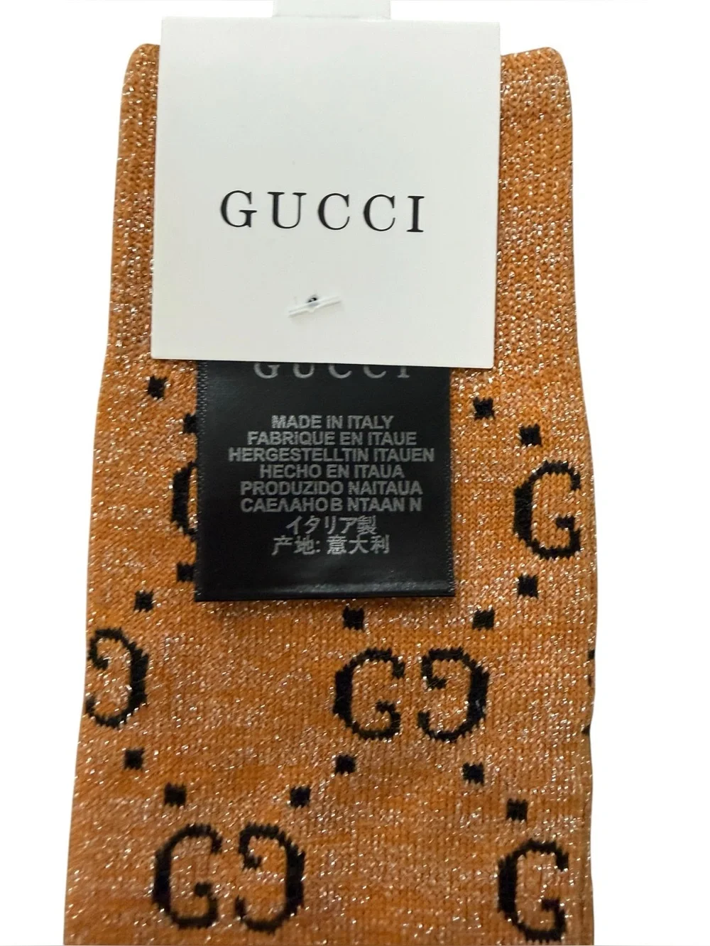 2 Pair Gucci Outlet GG Monogram Socks. 1 Knee High & 1 Crew